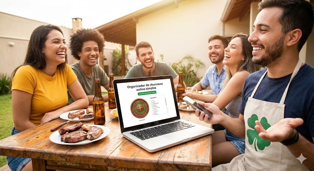 Organizador de churrasco online simples Contando com a sorte mesmo